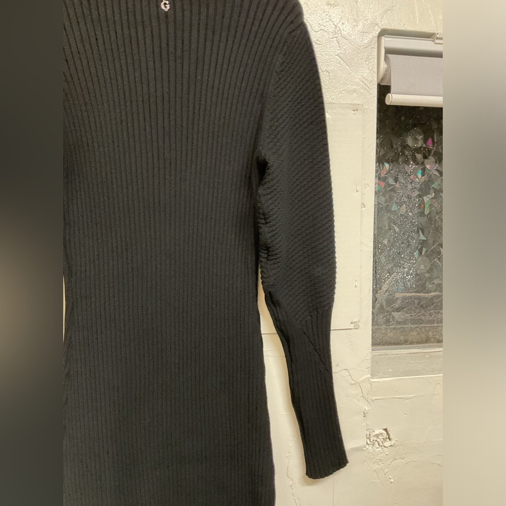 Guess Long Sleeve Knit Stretchy Bodycon Black Dress Size Small - Picture 2 of 6